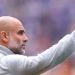 Pep Guardiola bids farewell to players and fans of Manchester City at the Etihad on Sunday
