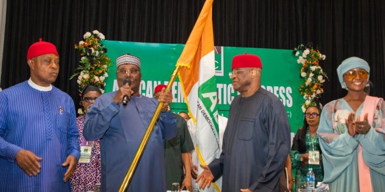 Atiku Abubakar wins ADC presidential ticket, gets symbolic party flag.