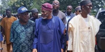 Senator Fatai Buhari welcomes Hon.Femi Gbajabiamila and Mallam Nuhu Ribadu to Ogbomoso