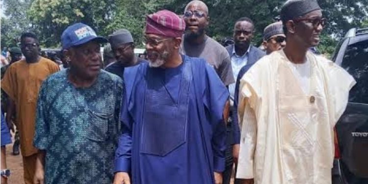 Senator Fatai Buhari welcomes Hon.Femi Gbajabiamila and Mallam Nuhu Ribadu to Ogbomoso