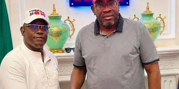 Ambassador Blessing Fubara (left) and NDC National leader, Seriake Dickson