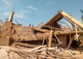 Remains of a two-storey building that collapsed under construction at Gospel Avenue, off Adesuwa Road,  Oredo Local Government Area of Edo state