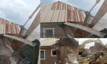 The demolished kidnappers building, located in the Lako Community along Aiyegun-Anaye Road in Ibadan