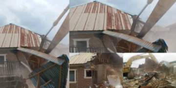 Remains of the kidnappers' den demolished by Oyo State government.