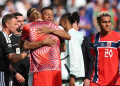 Norway's forward #09 Erling Braut Haaland hugs France's forward #10 Kylian Mbappe at the end of the 2026 World Cup Group I football match between Norway and France at the Boston Stadium in Foxborough on June 26, 2026