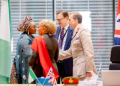 The Minister of Women Affairs and Social Development, Hajiya Imaan Sulaiman-Ibrahim, alongside the UK representatives at the Nigeria-UK Defense and Security Forum