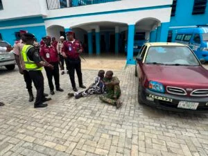 The suspects including the owner of the Nissan Micra vehicle arrested by FRSC