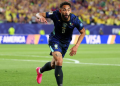 Matheus Cunha of Brazil celebrates scoring his team's second goal against Haiti at FIFA World Cup 2026