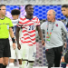 US forward #20 Folarin Balogun leaves the pitch during the 2026 World Cup Group D football match between USA and Paraguay at the Los Angeles Stadium in Inglewood