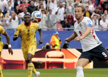 England's Harry Kane misses a chance to score