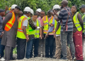 Minister of Works, Sen. Dave Umahi, inspecting Ibadan-Ife-Ilesa Road under construction