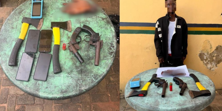 The suspect, human hands and other items found in his possession