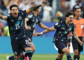 Paraguay players celebrating victory over Germany