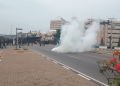 Policemen fired teargas at protesters