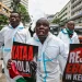 Kenyans in a protest against Ebola quarantine centre for US citizens
