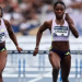 Tobi Amusan (R) at the Paris Diamond League