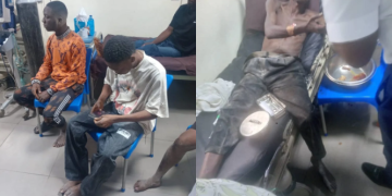 Rescued victims trapped in a building that collapsed in Alakija area of Lagos State