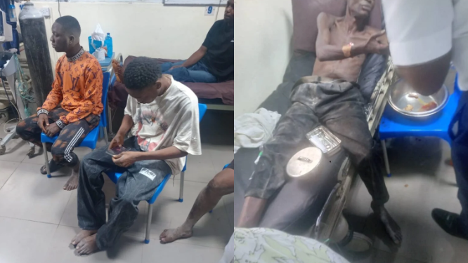 Rescued victims trapped in a building that collapsed in Alakija area of Lagos State