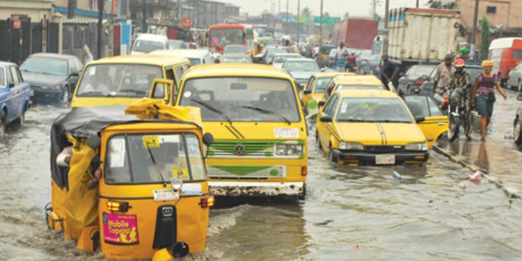 A flooded road in Lagos