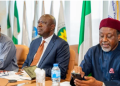 Sen. Heineken Lokpobiri, Minister of State for Petroleum Resources (Oil), and other officials at a meeting in Abuja on Nigeria’s successful bid to host AEB
