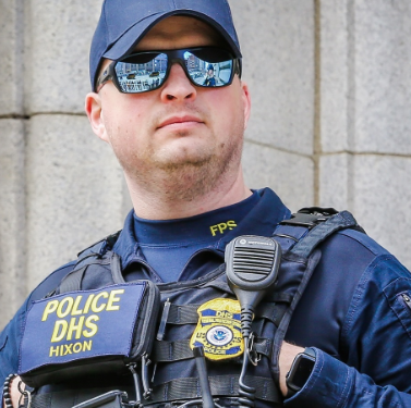 An image of a Department of Homeland Security officer