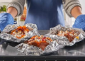 Food wrapped in aluminium foil