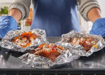 Food wrapped in aluminium foil