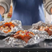 Food wrapped in aluminium foil