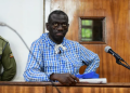 Ugandan opposition leader Dr. Kizza Besigye pictured in court during his treason trial before suffering a health emergency.