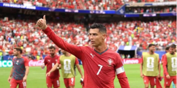 Cristiano Ronaldo celebrates victory over Croatia