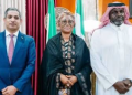 First Lady of Nigeria, Sen. Oluremi Tinubu, during a meeting with Saudi Arabian Ambassador to Nigeria, Amb. Yousef Bin Mohammed Albalawi, as she discusses efforts to improve education and support for Almajiri and out-of-school children.