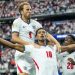 England Captain Harry Kane celebrates triumph against DR Congo with his colleagues