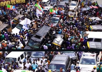 Massive crowd of coalition against Gov. AbdulRazaq in Ilorin on Monday.