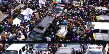 Massive crowd of coalition against Gov. AbdulRazaq in Ilorin on Monday.