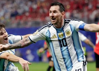 Messi jubilates after leading Argentina to victory against Egypt