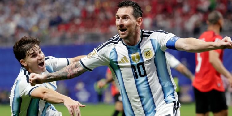 Messi jubilates after leading Argentina to victory against Egypt