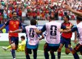 Mikel Merino jubilates after scoring winner against Belgium in Los Angeles.