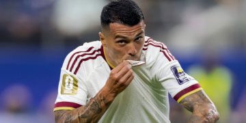 Pedro Porro celebrates after scoring second goal against France