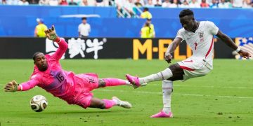 Bukayo Saka scores a hat trick as England beats France in third place match at the 2026 World Cup.