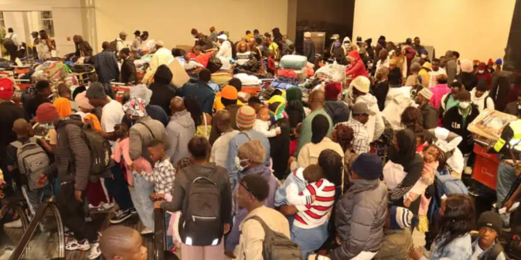The-second batch returnees from South Africa at the Entebbe International Airport-during-their-arrival