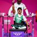 Esther Nworgu celebrates after lifting the record-breaking 123 kg to win Nigeria's first gold medal at the 2026 Commonwealth Games in Glasgow