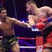 Former heavyweight champion Anthony Joshua battles Kristian Prenga during their bout in Jeddah, Saudi Arabia.