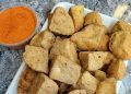Freshly prepared soybean cake, locally known as awara, a popular street snack that has become a thriving small scale business for many young girls in Kano