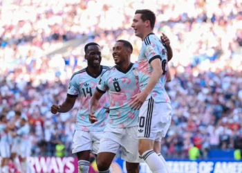 Belgium players celebrating victory over USA