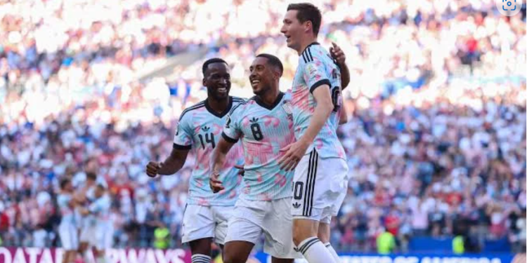 Belgium players celebrating victory over USA