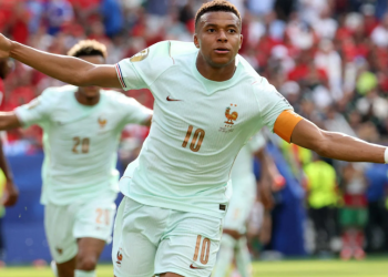 Kylian Mbappe celebrates victory over Morocco
