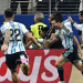 Argentina's forward #10 Lionel Messi celebrates with teammates after scoring his team's second goal during the 2026 World Cup Group J football match between Argentina and Austria at the Dallas Stadium in Arlington