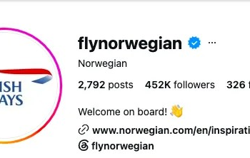 Norwegian air changes Instagram logo to British air.