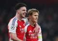 Arsenal teammates Declan Rice, Martin Odegaard