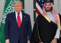 US President Donald Trump speaks during a meeting with Saudi Crown Prince and Prime Minister Mohammed bin Salman, in the Oval Office at the White House in Washington, D.C., US